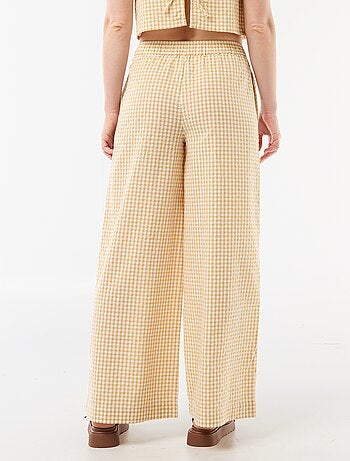 Pantalon large femme à taille élastiquée