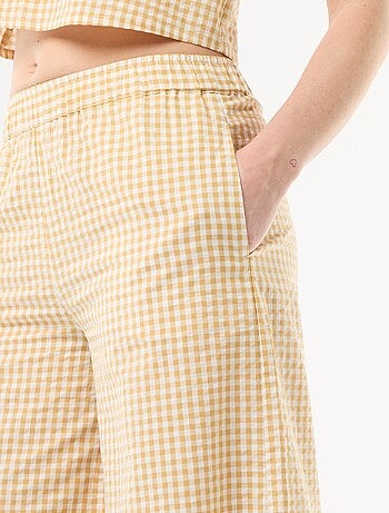 Pantalon large femme à taille élastiquée