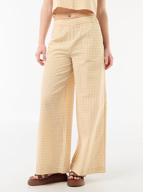 Pantalon large femme à taille élastiquée - Kiabi
