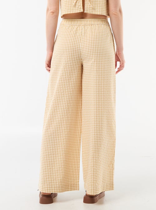 Pantalon large femme à taille élastiquée - Kiabi
