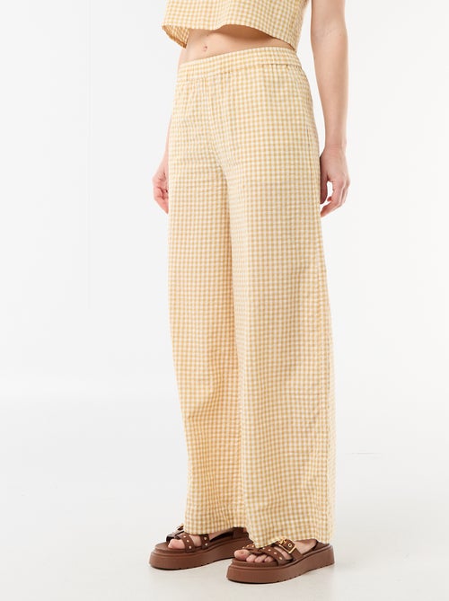 Pantalon large femme à taille élastiquée - Kiabi