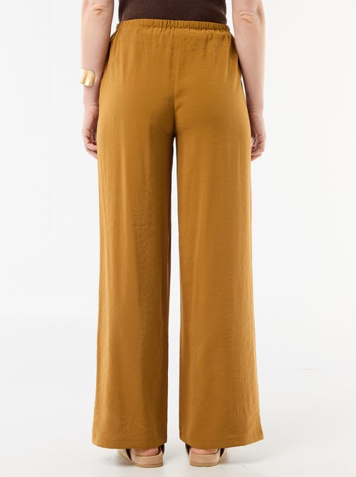 Pantalon large femme à taille élastiquée et lien à nouer - Kiabi