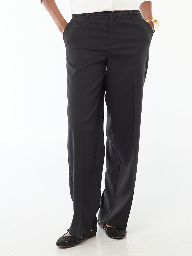 Pantalon large femme à taille haute Noir - Kiabi