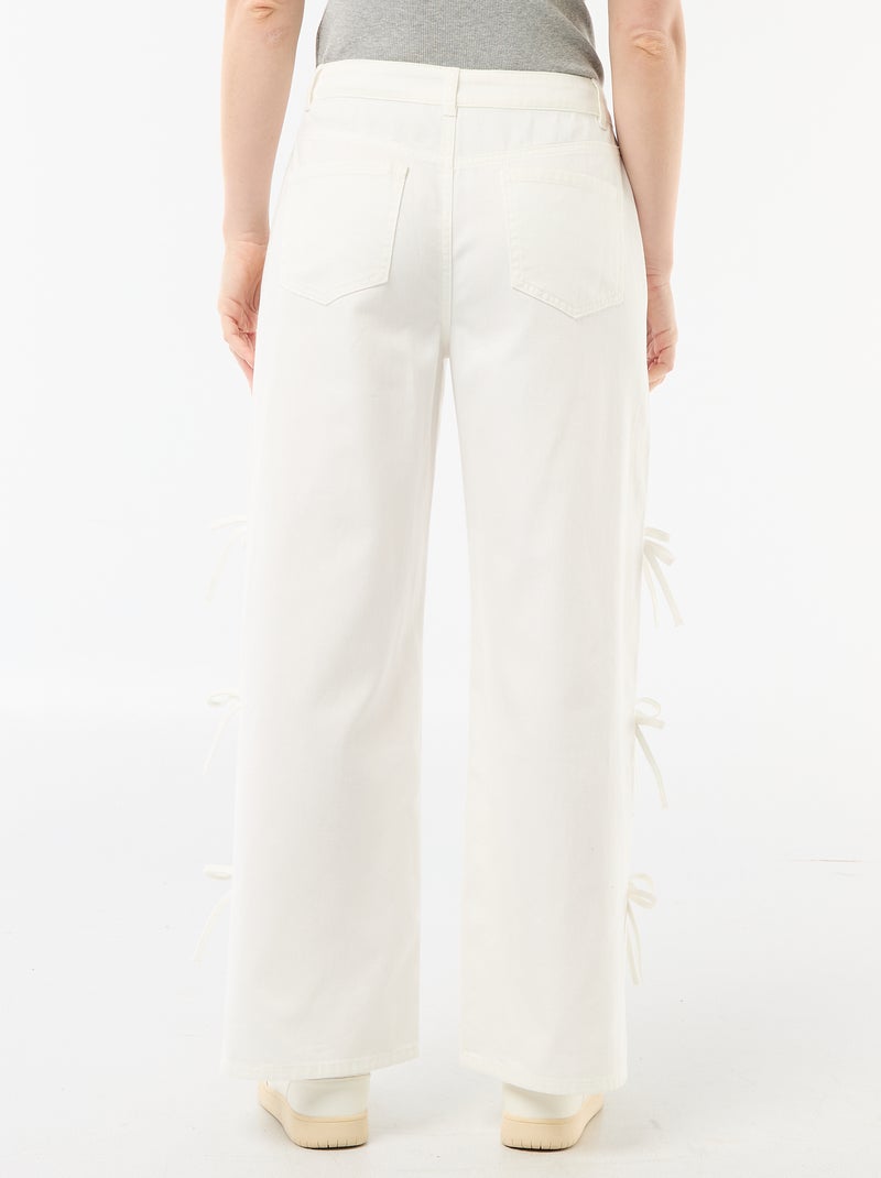 Pantalon large femme à taille standard Blanc - Kiabi
