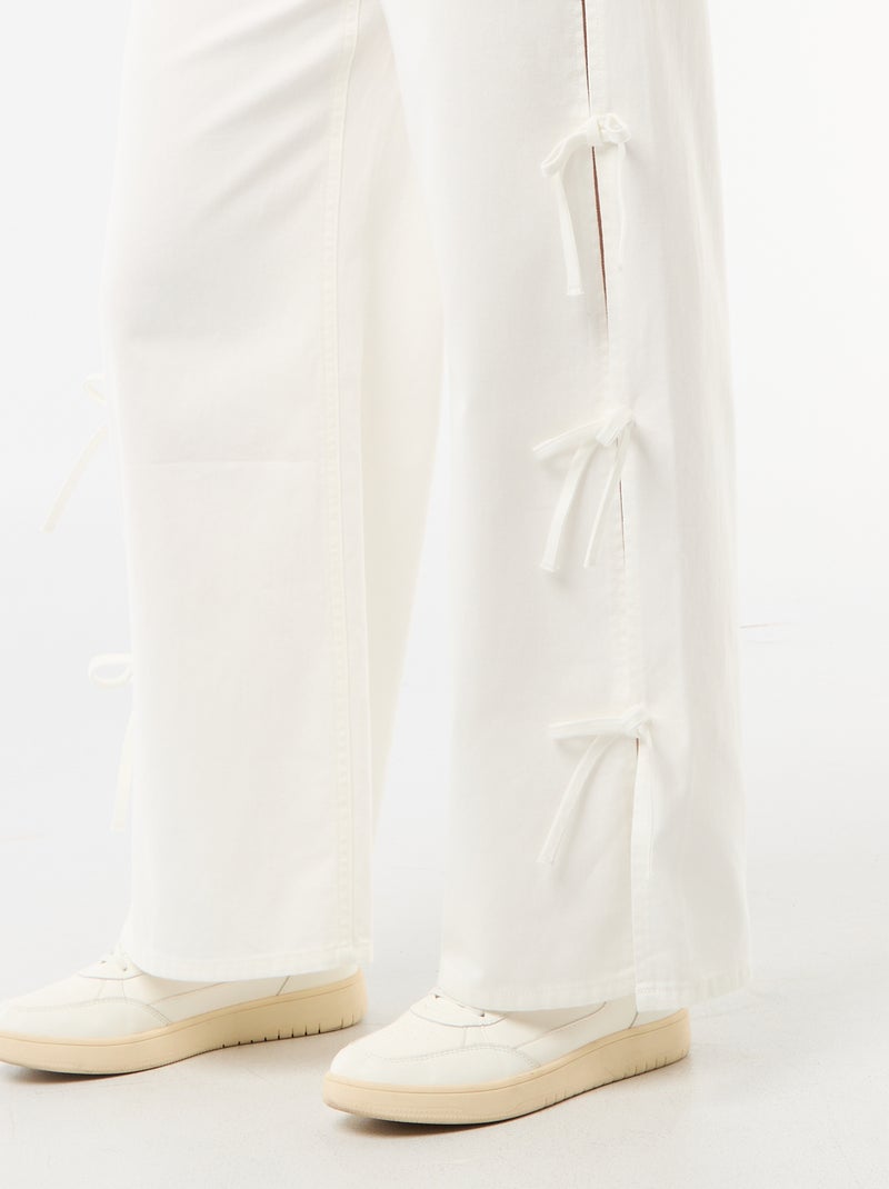 Pantalon large femme à taille standard Blanc - Kiabi