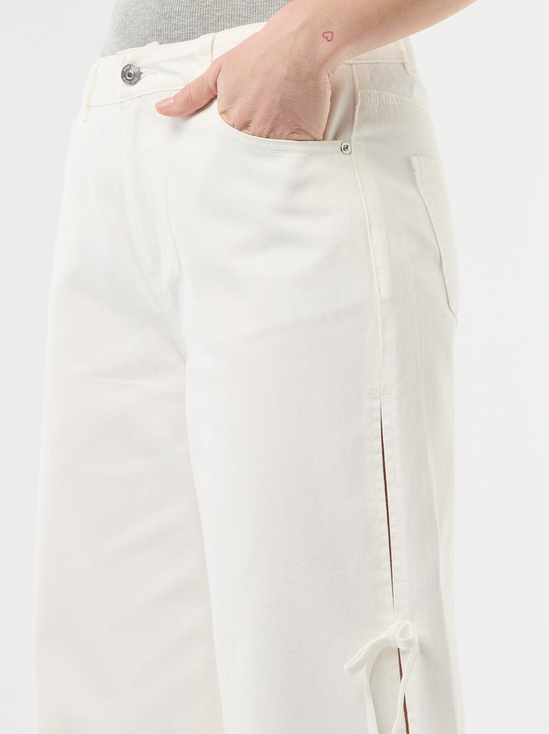 Pantalon large femme à taille standard Blanc - Kiabi