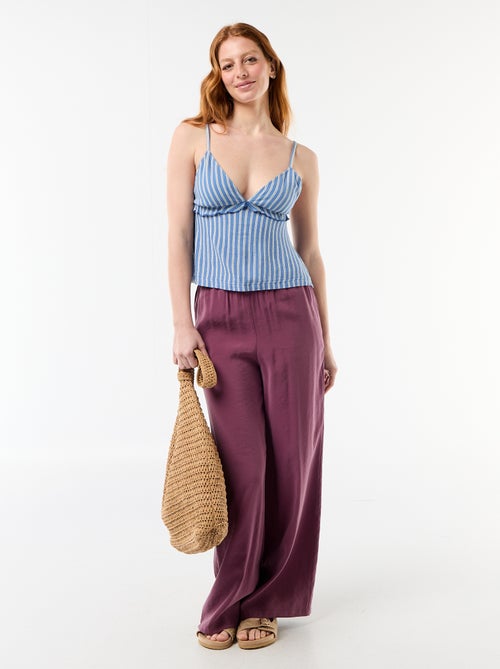 Pantalon large femme avec lien à nouer - Kiabi