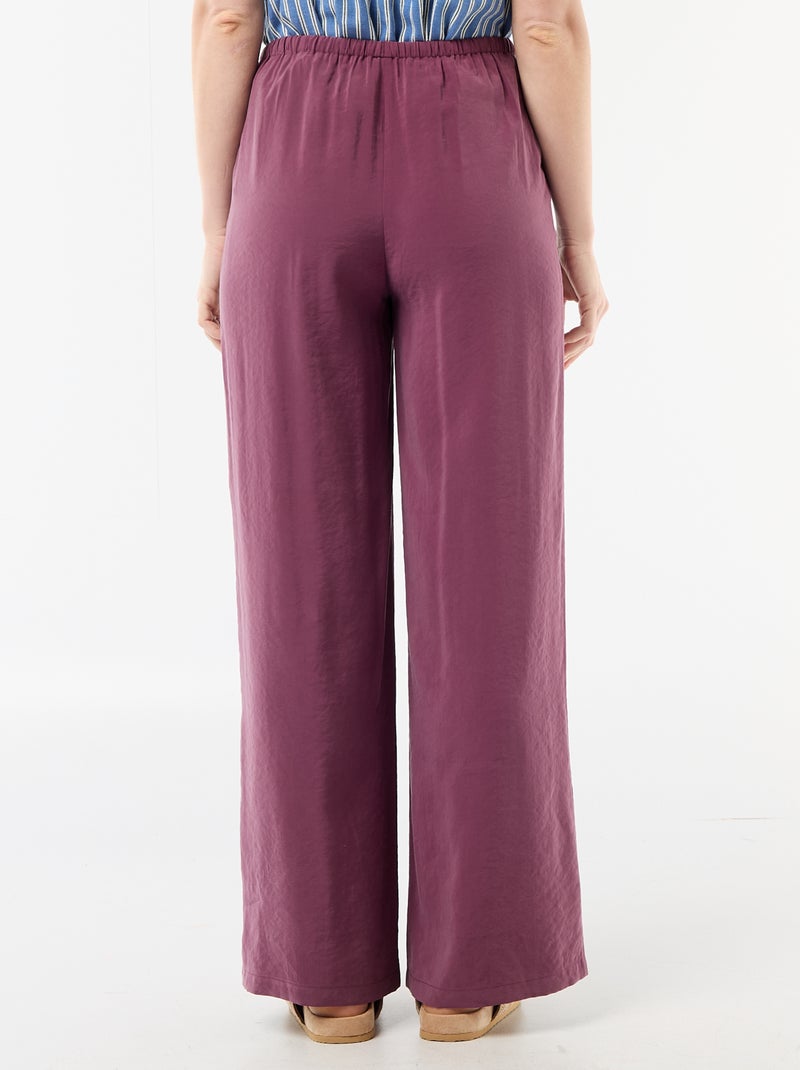 Pantalon large femme avec lien à nouer Violet - Kiabi
