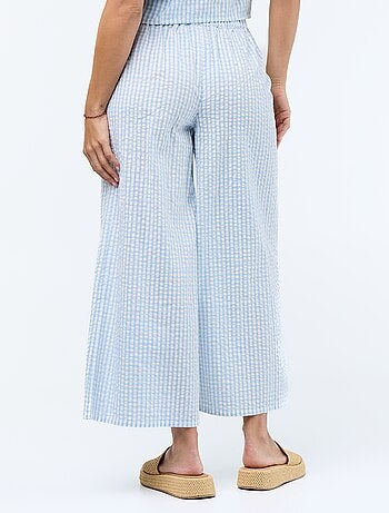 Pantalon large femme carreaux