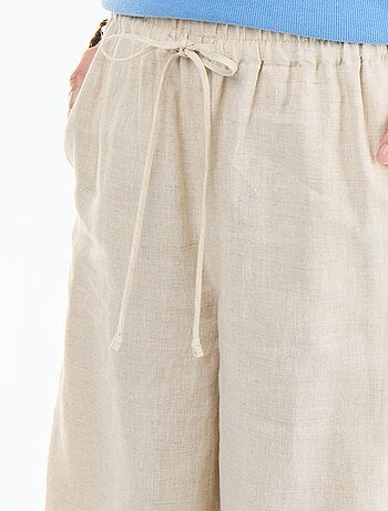 Pantalon large femme en 100% lin