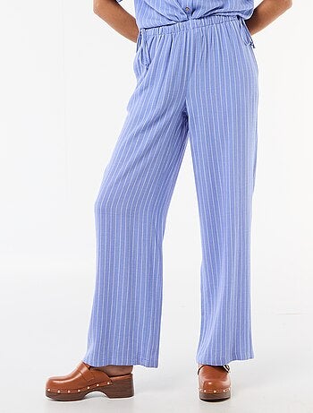 Pantalon femme ample en chaîne et trame léger
