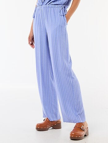 Pantalon femme ample en chaîne et trame léger