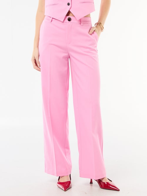 Pantalon large femme en chaîne et trame - Kiabi