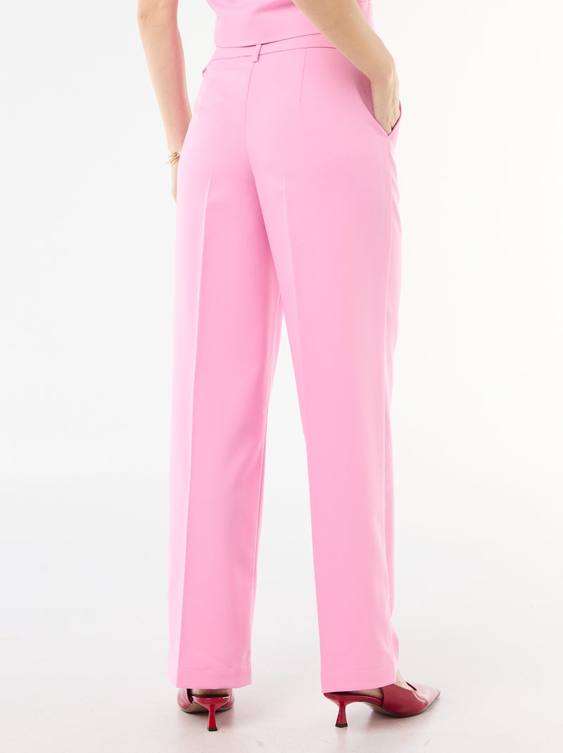 Pantalon large femme en chaîne et trame Rose - Kiabi