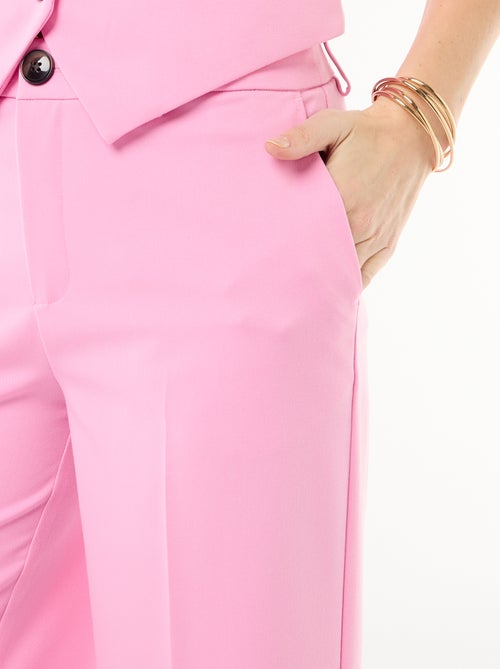 Pantalon large femme en chaîne et trame - Kiabi
