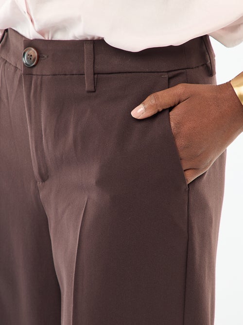 Pantalon large femme en chaîne et trame taille haute - Kiabi