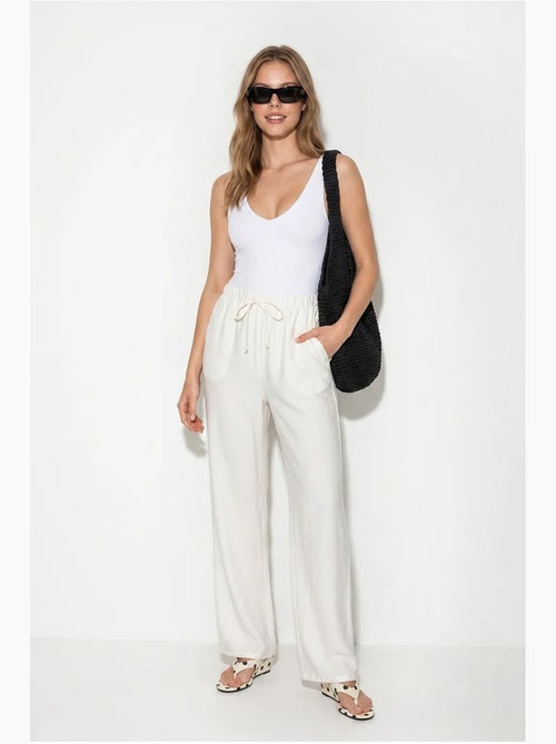 Pantalon large femme en crêpe lucci - Kiabi