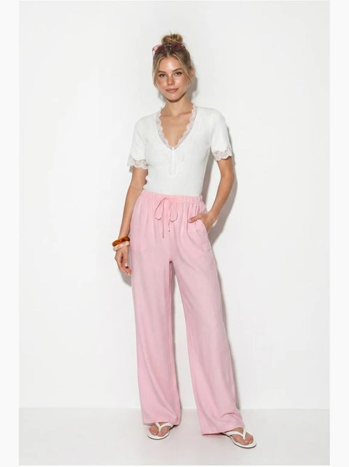 Pantalon large femme en crêpe lucci - Kiabi Pantalon large femme en crêpe lucci - Kiabi