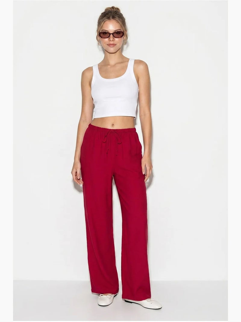 Pantalon large femme en crêpe lucci Rouge bordeaux - Kiabi