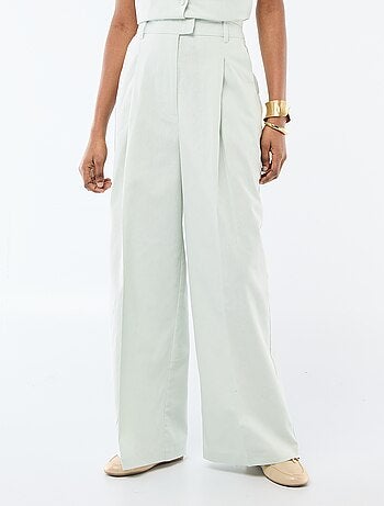 Pantalon large femme en lin léger