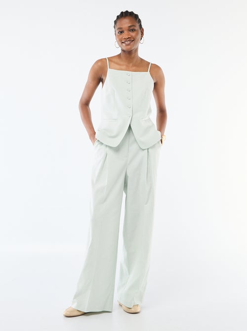 Pantalon large femme en lin léger - Kiabi