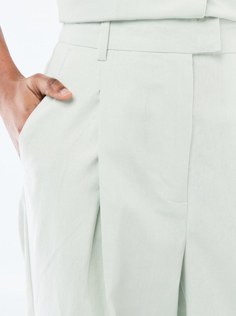 Pantalon large femme en lin léger Bleu - Kiabi