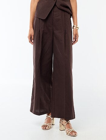 Pantalon large femme en lin léger