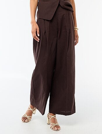 Pantalon large femme en lin léger
