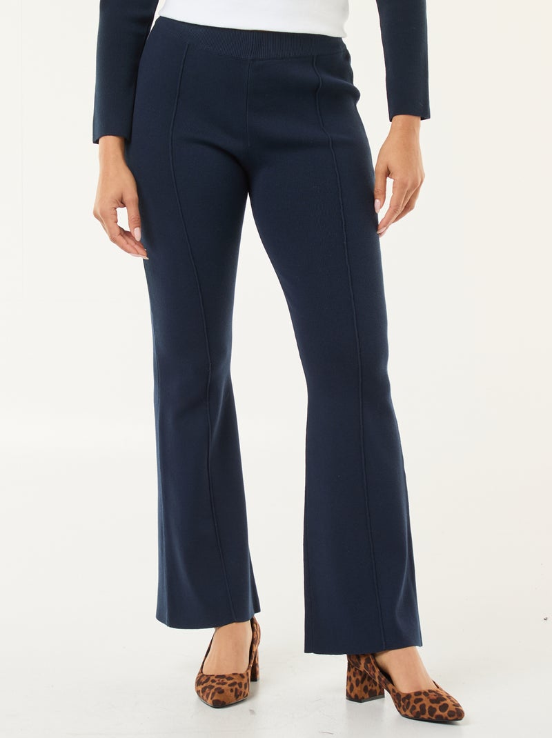 Pantalon large femme en maille lourde Bleu - Kiabi