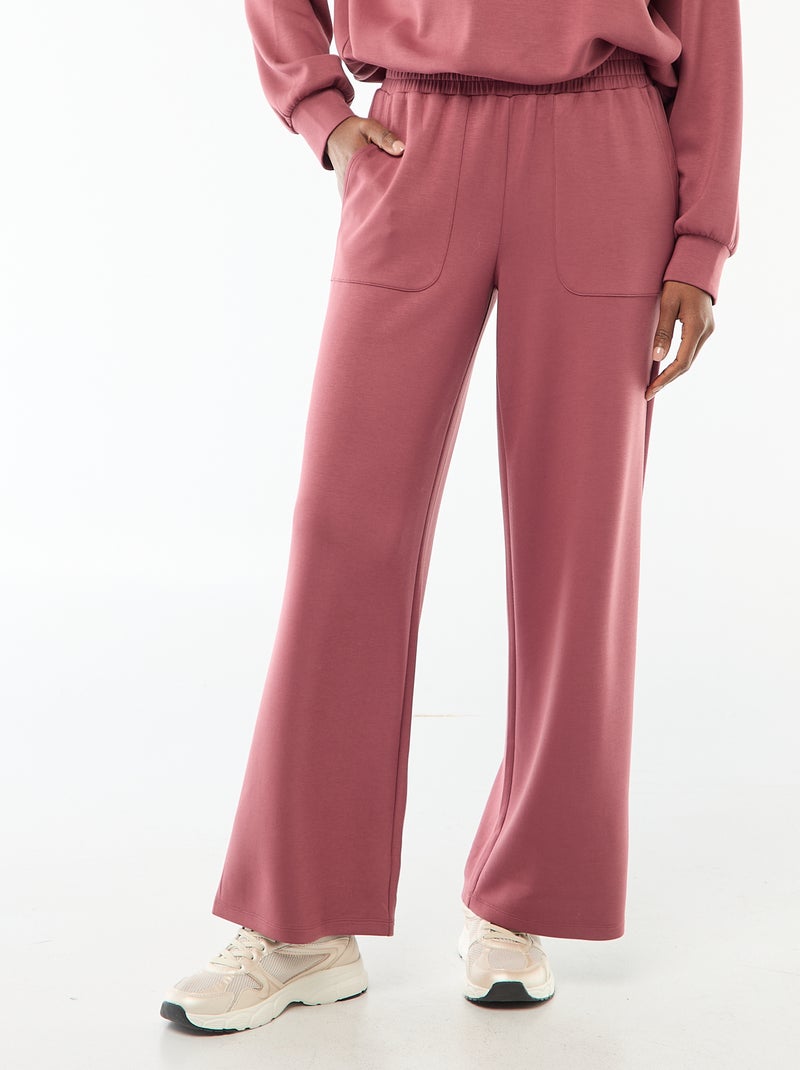 Pantalon large femme en maille lourde uni Bordeaux - Kiabi