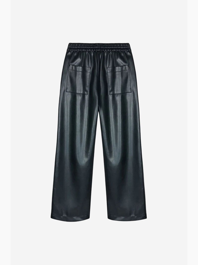 Pantalon large femme en similicuir dilvin Noir - Kiabi