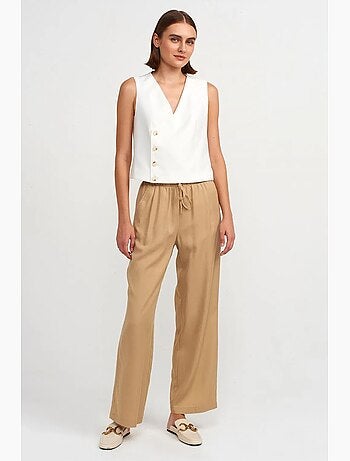 Pantalon large femme en tencel avec taille à cordon dilvin