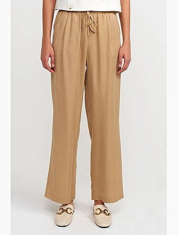 Pantalon large femme en tencel avec taille à cordon dilvin