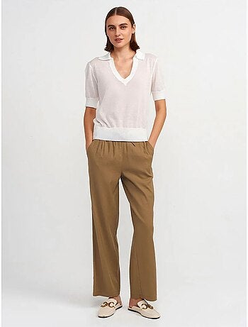 Pantalon large femme en tencel avec taille à cordon dilvin