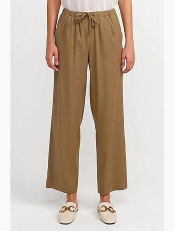 Pantalon large femme en tencel avec taille à cordon dilvin