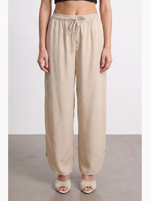 Pantalon large femme en tencel crêpe avec fente dilvin - Kiabi