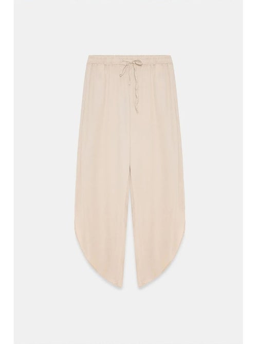 Pantalon large femme en tencel crêpe avec fente dilvin - Kiabi
