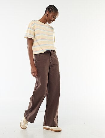 Pantalon large femme en twill