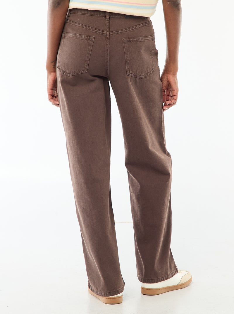 Pantalon large femme en twill Marron - Kiabi