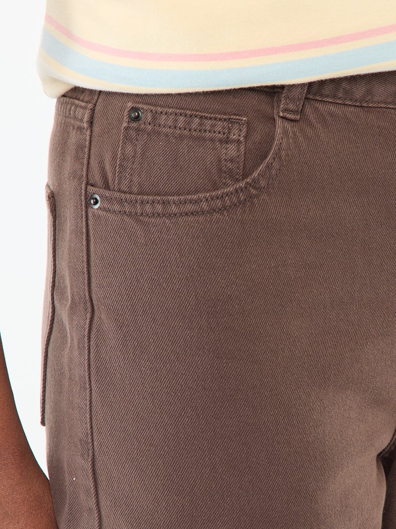 Pantalon large femme en twill Marron - Kiabi