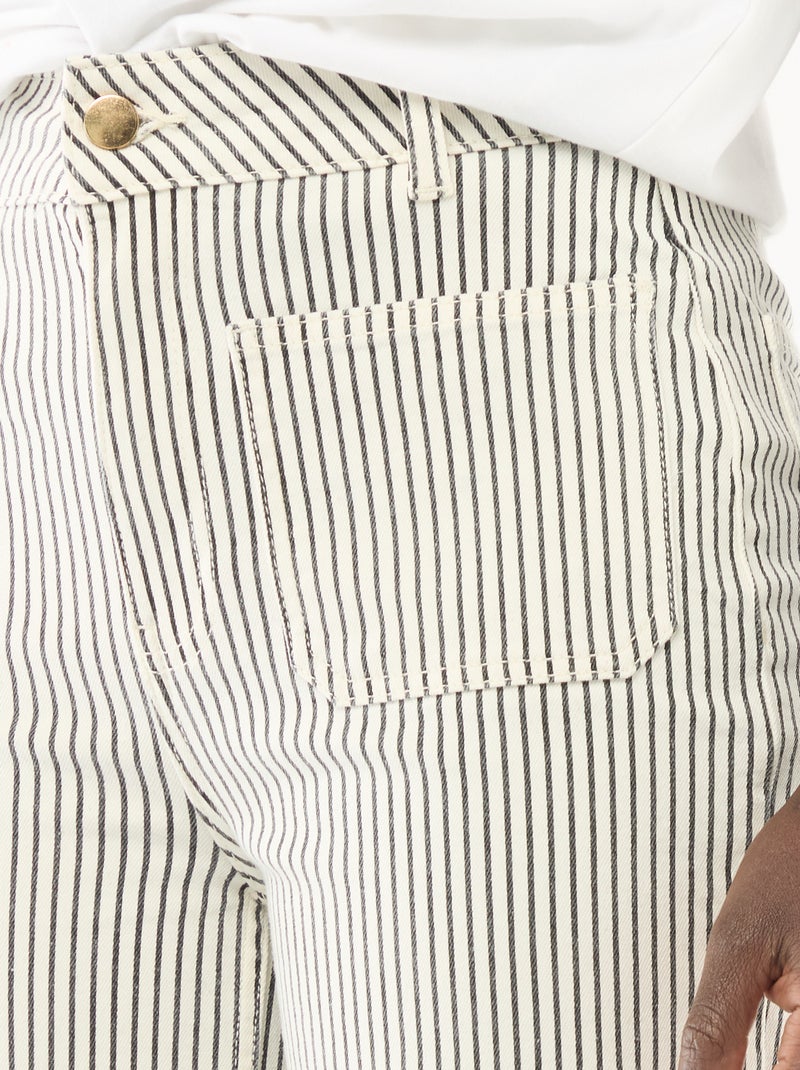 Pantalon large femme fantaisie Blanc rayé - Kiabi