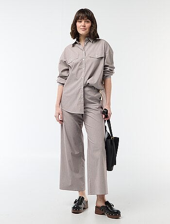 Pantalon large femme rayé fantaisie