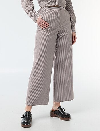 Pantalon large femme rayé fantaisie