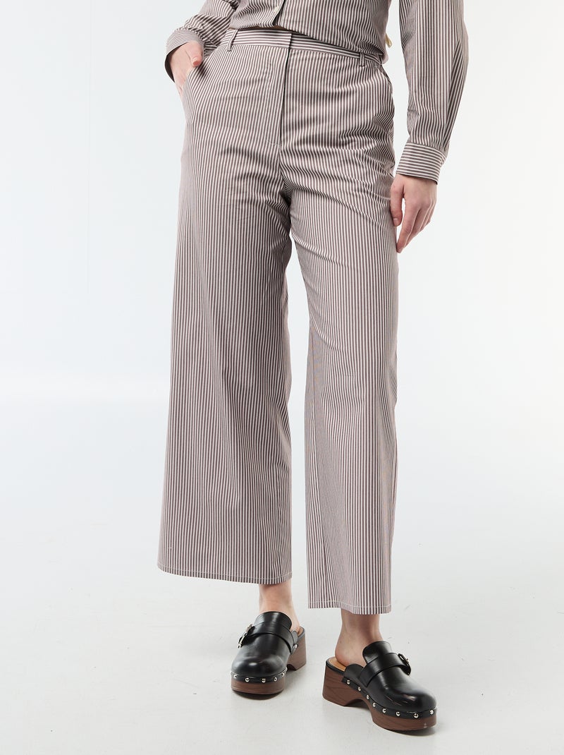 Pantalon large femme imprimé fantaisie Beige - Kiabi