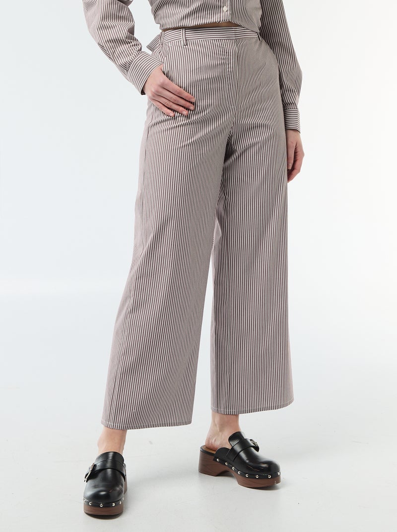 Pantalon large femme imprimé fantaisie Beige - Kiabi