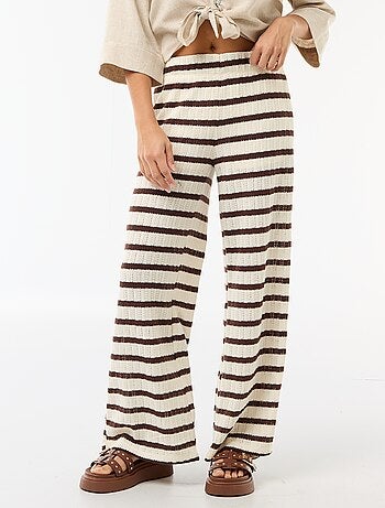 Pantalon large en maille légère femme