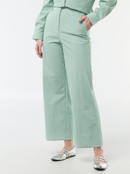 Pantalon large femme rayé fantaisie - Kiabi