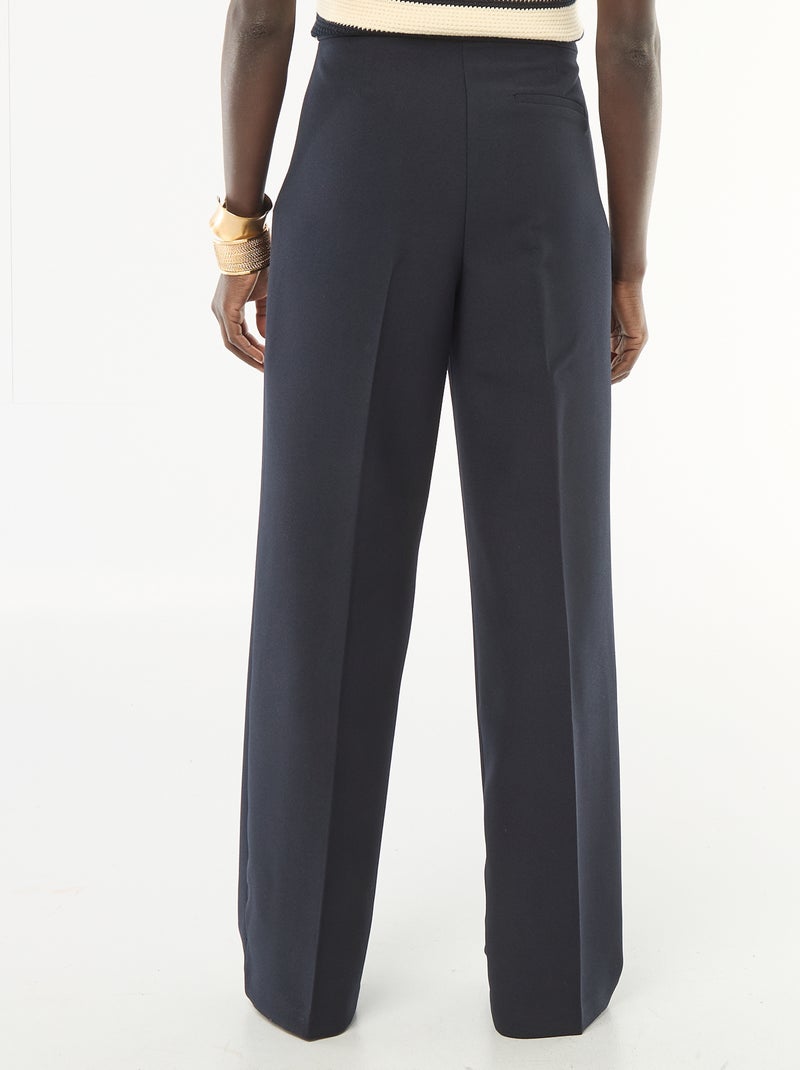 Pantalon large femme taille haute Bleu - Kiabi