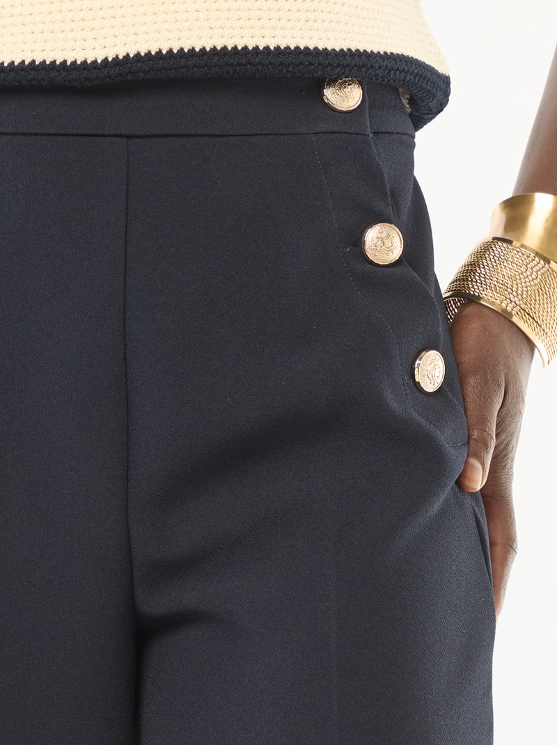 Pantalon large femme taille haute Bleu - Kiabi