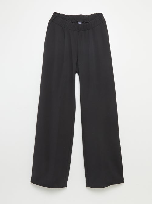Pantalon large femme taille haute en maille légère - Kiabi